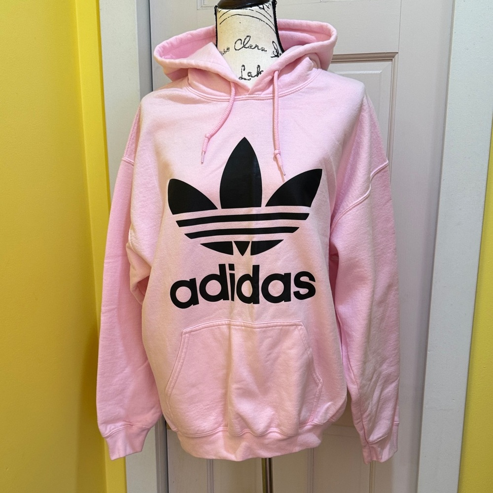 Adidas Light Pink Hoodie with Black Logo